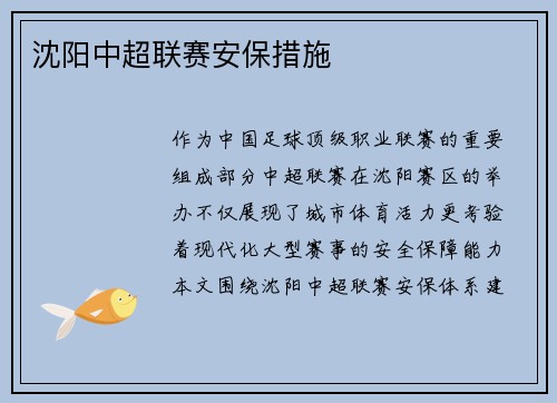 沈阳中超联赛安保措施